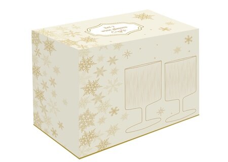 Dekoratief | Set 2 wijnglazen m/gouden rand, transparant, 280ml | A246123