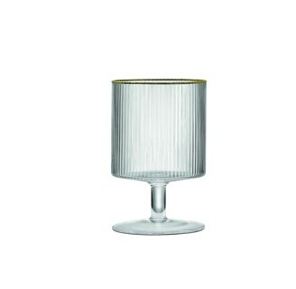 Dekoratief | Set 2 wijnglazen m/gouden rand, transparant, 280ml | A246123