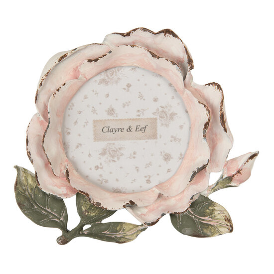 Clayre &amp; Eef   | Fotolijst Roze Groen 13x2x12 cm / &oslash; 8 cm | 2F1300
