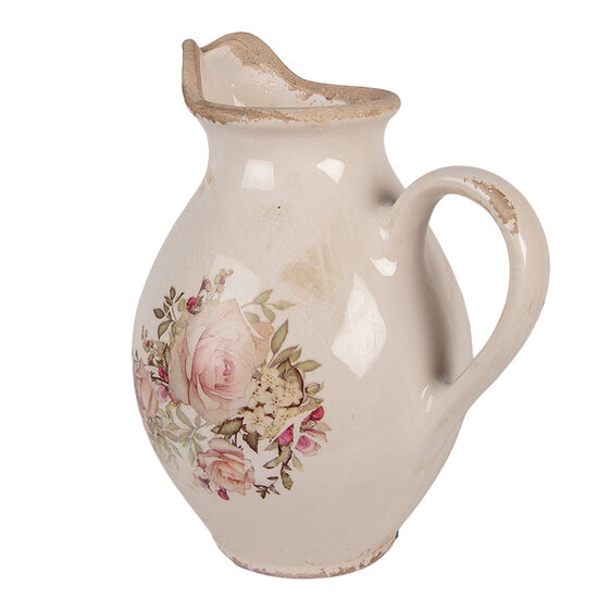 Clayre & Eef | Decoratieve Schenkkan Beige Roze 21x16x24 cm | 6CE2236M