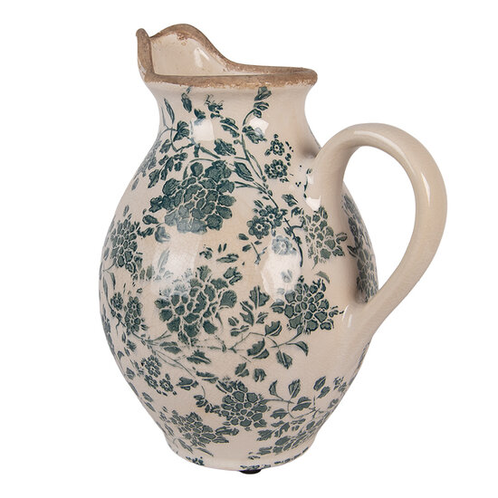 Clayre & Eef | Decoratieve Schenkkan Beige Groen 21x16x24 cm | 6CE2237M