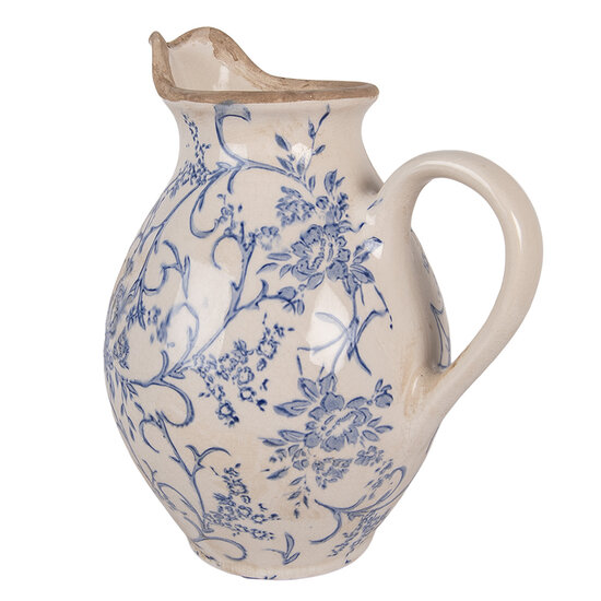 Clayre & Eef | Decoratieve Schenkkan Beige Blauw 21x16x24 cm | 6CE2238M