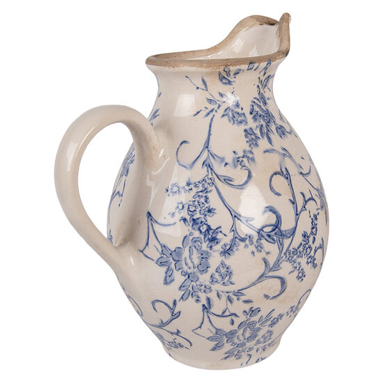 Clayre & Eef | Decoratieve Schenkkan Beige Blauw 21x16x24 cm | 6CE2238M