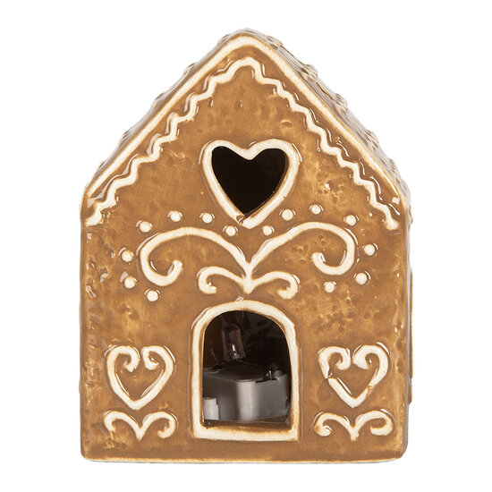 Clayre & Eef | Decoratie Huisje met LED Bruin Wit 8x6x10 cm | 6CE2330