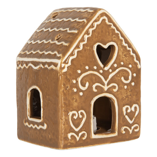 Clayre & Eef | Decoratie Huisje met LED Bruin Wit 8x6x10 cm | 6CE2330