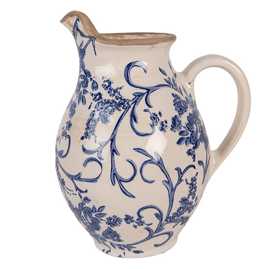 Clayre & Eef | Decoratieve Schenkkan Beige Blauw 16x12x19 cm | 6CE2238S