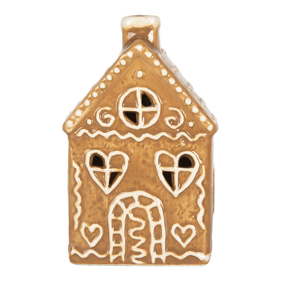 Clayre & Eef | Decoratie Huisje met LED Bruin Wit 7x6x12 cm | 6CE2332