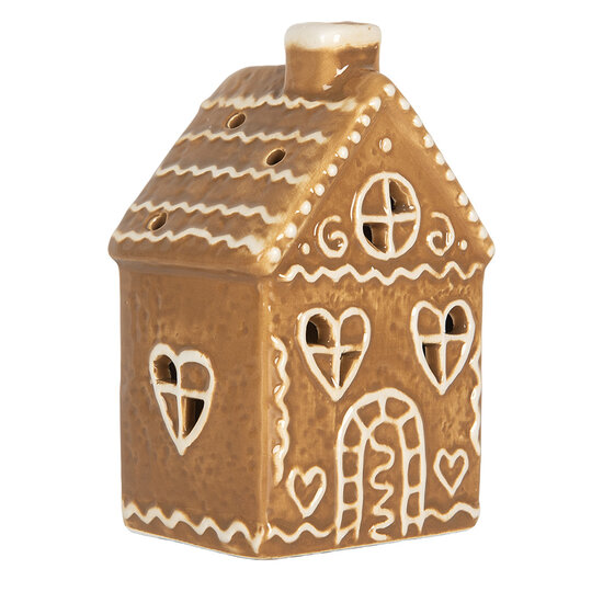 Clayre & Eef | Decoratie Huisje met LED Bruin Wit 7x6x12 cm | 6CE2332