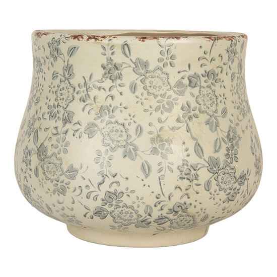 Clayre & Eef | Bloempot Binnen Beige Groen ø 21x17 cm | 6CE2240L