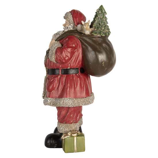 Clayre &amp; Eef   | Kerstdecoratie Kerstman Rood Beige 21x19x40 cm | 6PR5754