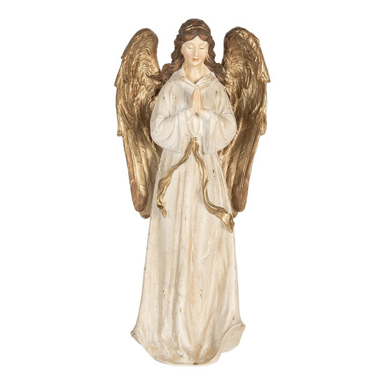 Clayre &amp; Eef   | Decoratie engel Beige Goudkleurig 23x12x47 cm | 6PR5756