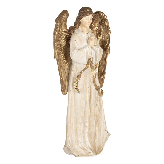 Clayre &amp; Eef   | Decoratie engel Beige Goudkleurig 23x12x47 cm | 6PR5756