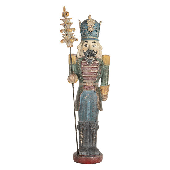 Clayre &amp; Eef   | Kerstdecoratie Notenkraker Blauw Groen 13x13x38 cm | 6PR5759