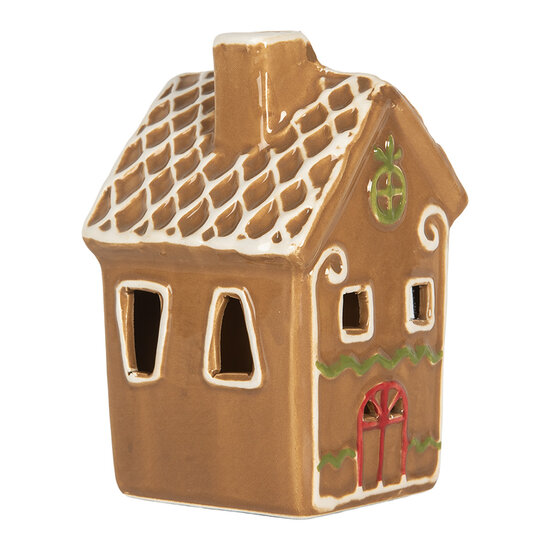 Clayre &amp; Eef   | Decoratie Huisje met LED Bruin Wit 8x8x12 cm | 6CE2349