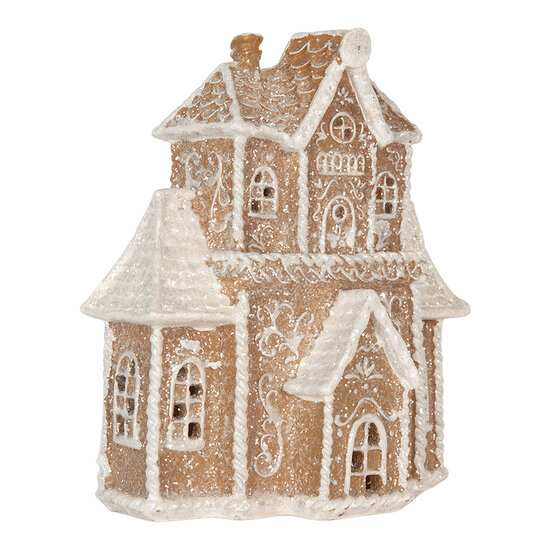 Clayre &amp; Eef   | Decoratie Huis met LED Bruin Wit 18x9x20 cm | 6PR5805