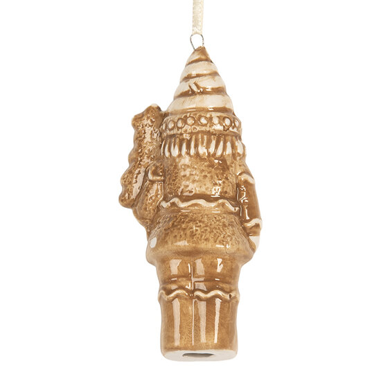 Clayre & Eef | Decoratie Hanger Notenkraker Bruin Wit 6x4x11 cm | 6CE2352