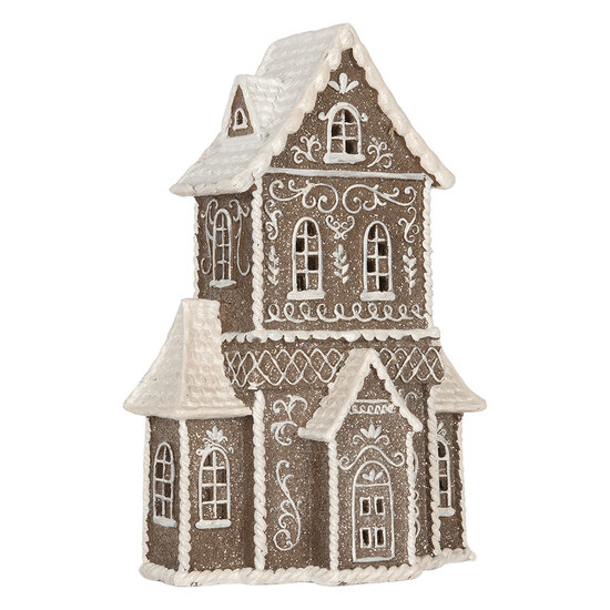 Clayre &amp; Eef   | Decoratie Huis met LED Bruin Wit 23x11x33 cm | 6PR5807