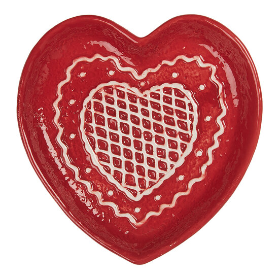 Clayre & Eef | Servies Ontbijtbord Rood Wit 17x17x3 cm | 6CE2359