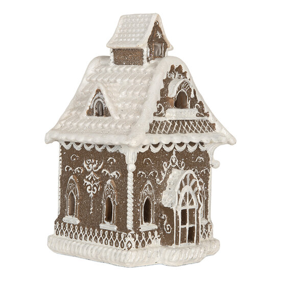 Clayre &amp; Eef   | Decoratie Huis met LED Bruin Wit 13x12x20 cm | 6PR5810