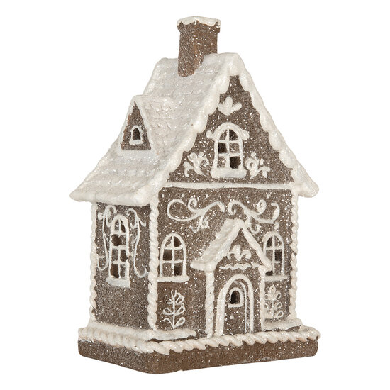 Clayre &amp; Eef   | Decoratie Huis met LED Bruin Wit 16x10x23 cm | 6PR5811