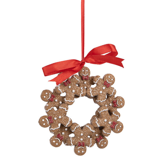 Clayre & Eef | Decoratie Hanger Peperkoekpoppen Bruin Wit 10x2x10 cm | 6PR5414