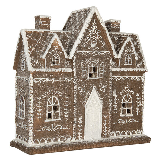 Clayre &amp; Eef   | Decoratie Huis met LED Bruin Wit 26x10x25 cm | 6PR5814