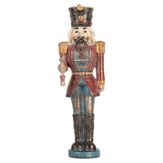 Clayre & Eef | Kerstdecoratie Notenkraker Rood Blauw 7x6x21 cm | 6PR5758