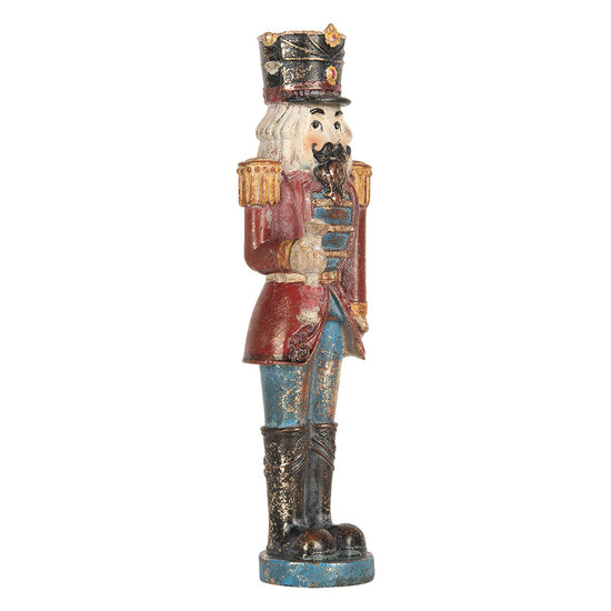 Clayre & Eef | Kerstdecoratie Notenkraker Rood Blauw 7x6x21 cm | 6PR5758