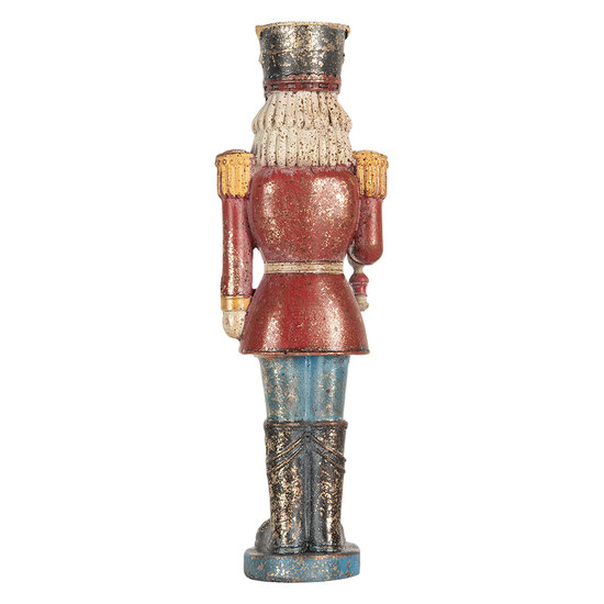Clayre & Eef | Kerstdecoratie Notenkraker Rood Blauw 7x6x21 cm | 6PR5758