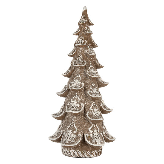 Clayre &amp; Eef   | Kerstdecoratie Kerstboom Bruin Wit 19x19x40 cm | 6PR5816