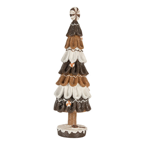 Clayre &amp; Eef   | Kerstdecoratie Kerstboom Bruin Wit &oslash; 12x39 cm | 6PR5819