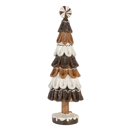 Clayre &amp; Eef   | Kerstdecoratie Kerstboom Bruin Wit &oslash; 12x39 cm | 6PR5819