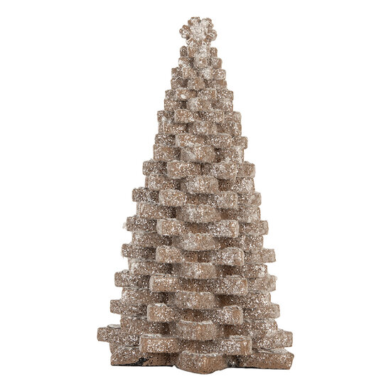 Clayre &amp; Eef   | Kerstdecoratie Kerstboom Bruin Wit 15x15x25 cm | 6PR5821