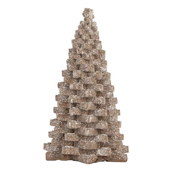 Clayre &amp; Eef   | Kerstdecoratie Kerstboom Bruin Wit 15x15x25 cm | 6PR5821
