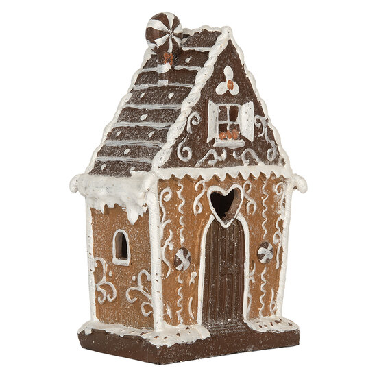 Clayre &amp; Eef   | Decoratie Huis met LED Bruin Wit 14x9x21 cm | 6PR5822