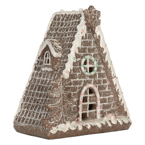Clayre &amp; Eef   | Decoratie Huis met LED Bruin Wit 17x10x18 cm | 6PR5824