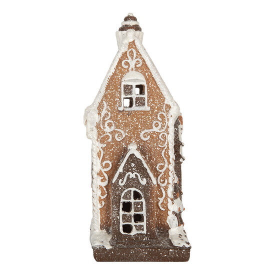 Clayre &amp; Eef   | Decoratie Huis met LED Bruin Wit 15x9x20 cm | 6PR5825