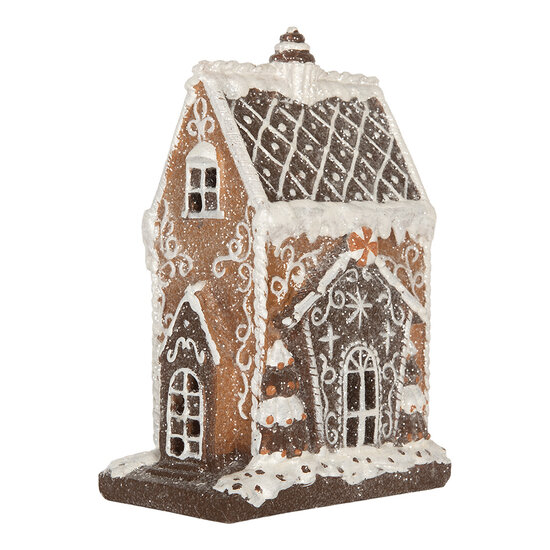 Clayre &amp; Eef   | Decoratie Huis met LED Bruin Wit 15x9x20 cm | 6PR5825