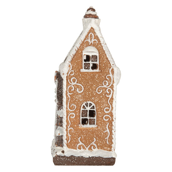 Clayre &amp; Eef   | Decoratie Huis met LED Bruin Wit 15x9x20 cm | 6PR5825