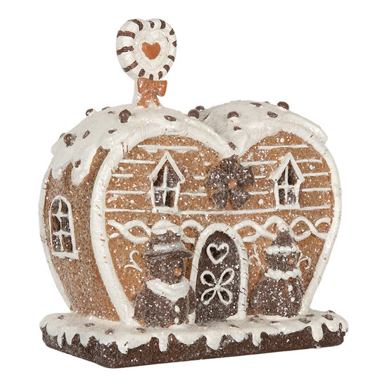 Clayre &amp; Eef   | Decoratie Huis met LED Bruin Wit 18x10x19 cm | 6PR5826