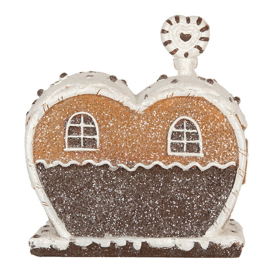 Clayre &amp; Eef   | Decoratie Huis met LED Bruin Wit 18x10x19 cm | 6PR5826