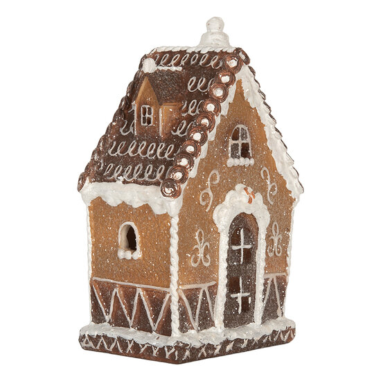 Clayre &amp; Eef   | Decoratie Huis met LED Bruin Wit 13x9x20 cm | 6PR5827