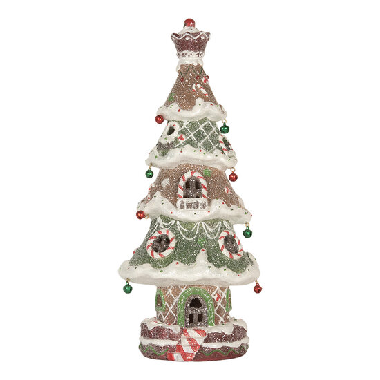 Clayre &amp; Eef   | Kerstdecoratie Kerstboom met LED Bruin Groen 15x12x36 cm / 3xAAA | 6PR5828