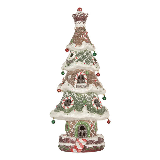 Clayre &amp; Eef   | Kerstdecoratie Kerstboom met LED Bruin Groen 15x12x36 cm / 3xAAA | 6PR5828