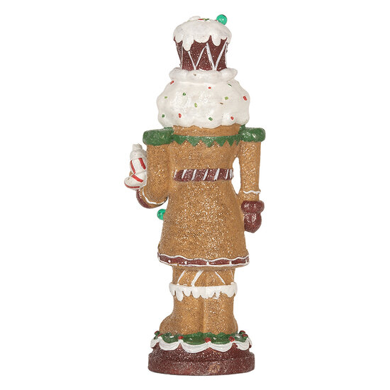 Clayre &amp; Eef   | Kerstdecoratie Notenkraker met LED Bruin Wit 13x10x31 cm / 3xAAA | 6PR5829