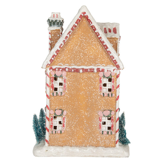 Clayre & Eef | Decoratie Huis met LED Bruin Wit 17x12x25 cm | 6PR5845