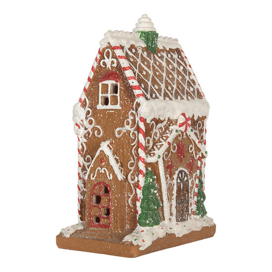 Clayre & Eef | Decoratie Huis met LED Bruin Wit 15x9x20 cm | 6PR5846