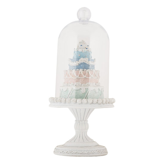Clayre & Eef | Glazen Stolp met decoratie Wit Blauw ø 13x27 cm | 6PR5847