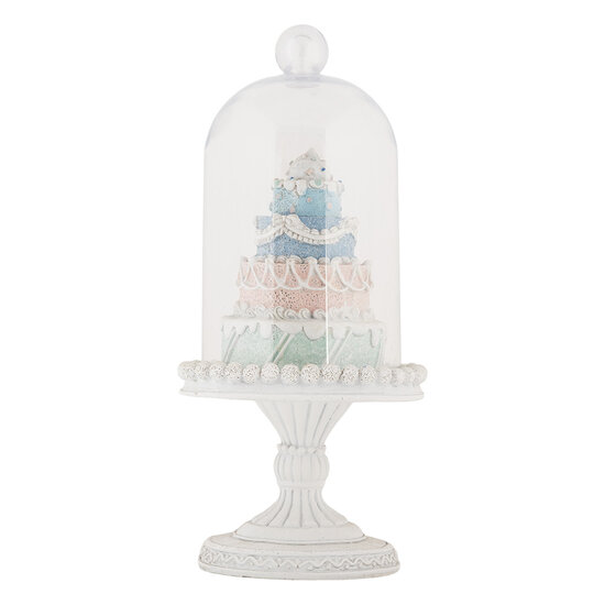 Clayre & Eef | Glazen Stolp met decoratie Wit Blauw ø 13x27 cm | 6PR5847