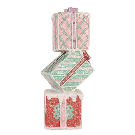 Clayre & Eef | Decoratie van opgestapelde Cadeautjes Rood Groen 14x16x36 cm | 6PR5848